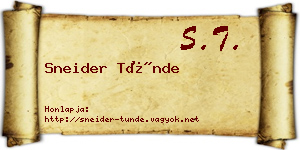 Sneider Tünde névjegykártya